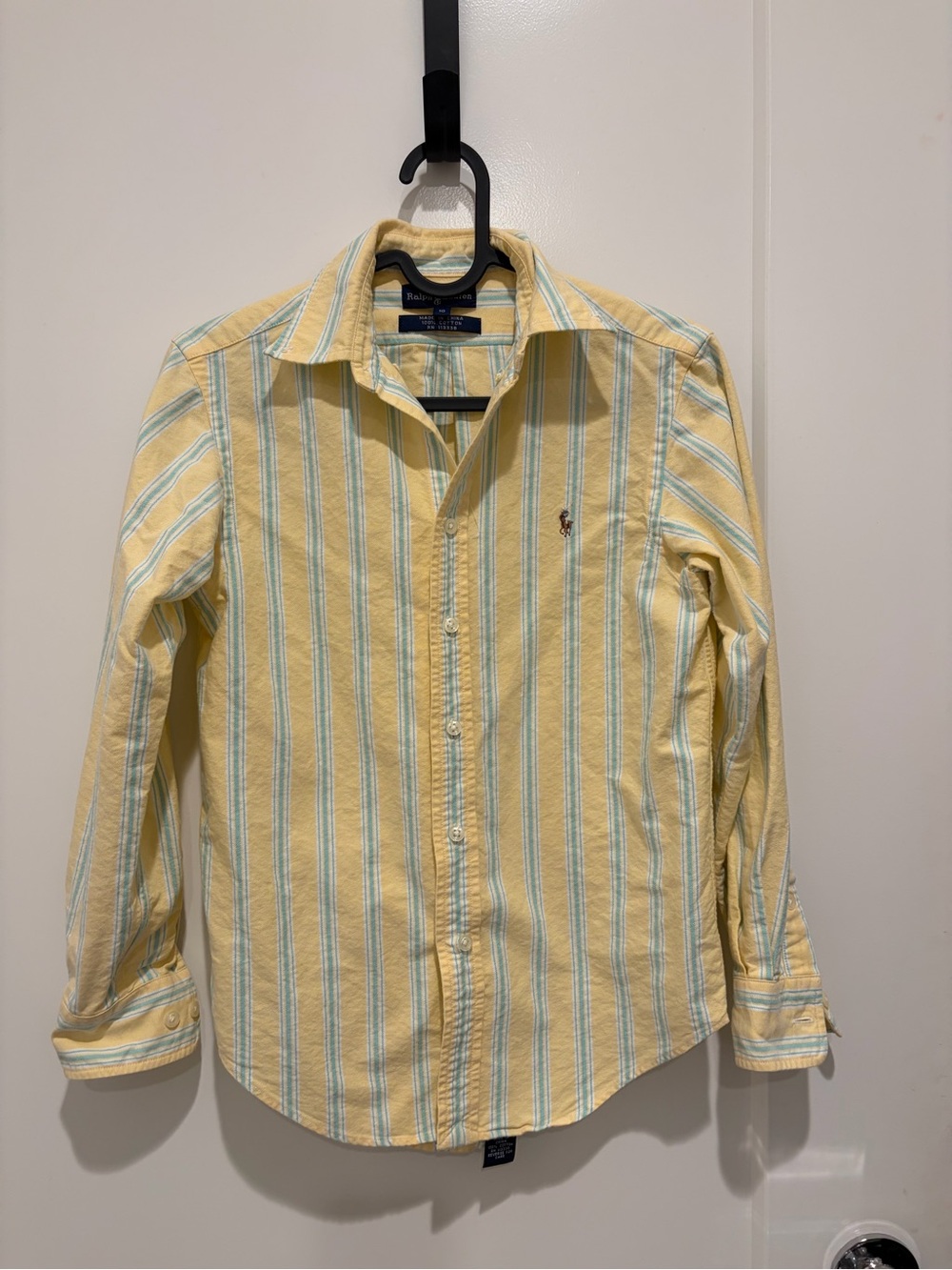 Ralph Lauren Yellow Shirt with Light Blue and White Stripes